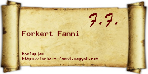 Forkert Fanni névjegykártya
